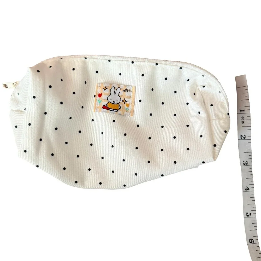 Miffy Pencil Case White Polka Dot Cartoon Print Large Capacity Kids OS